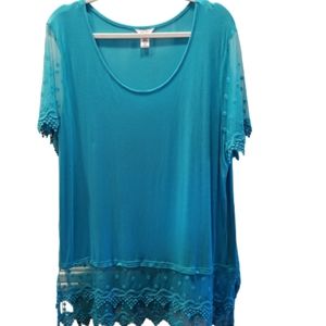 Kaktus Teal Lace Tunic Size XL